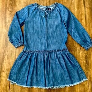 Gap Kids Dark Chambray Denim Long Sleeve Dress- Size M